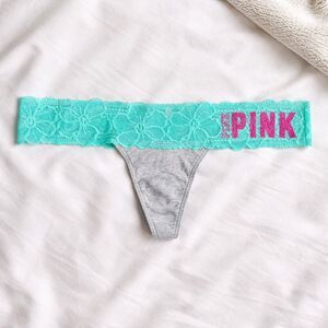 PINK Victoria’s Secret Logo Low Rise Thick Waist Band Thong Panty Size M NWT